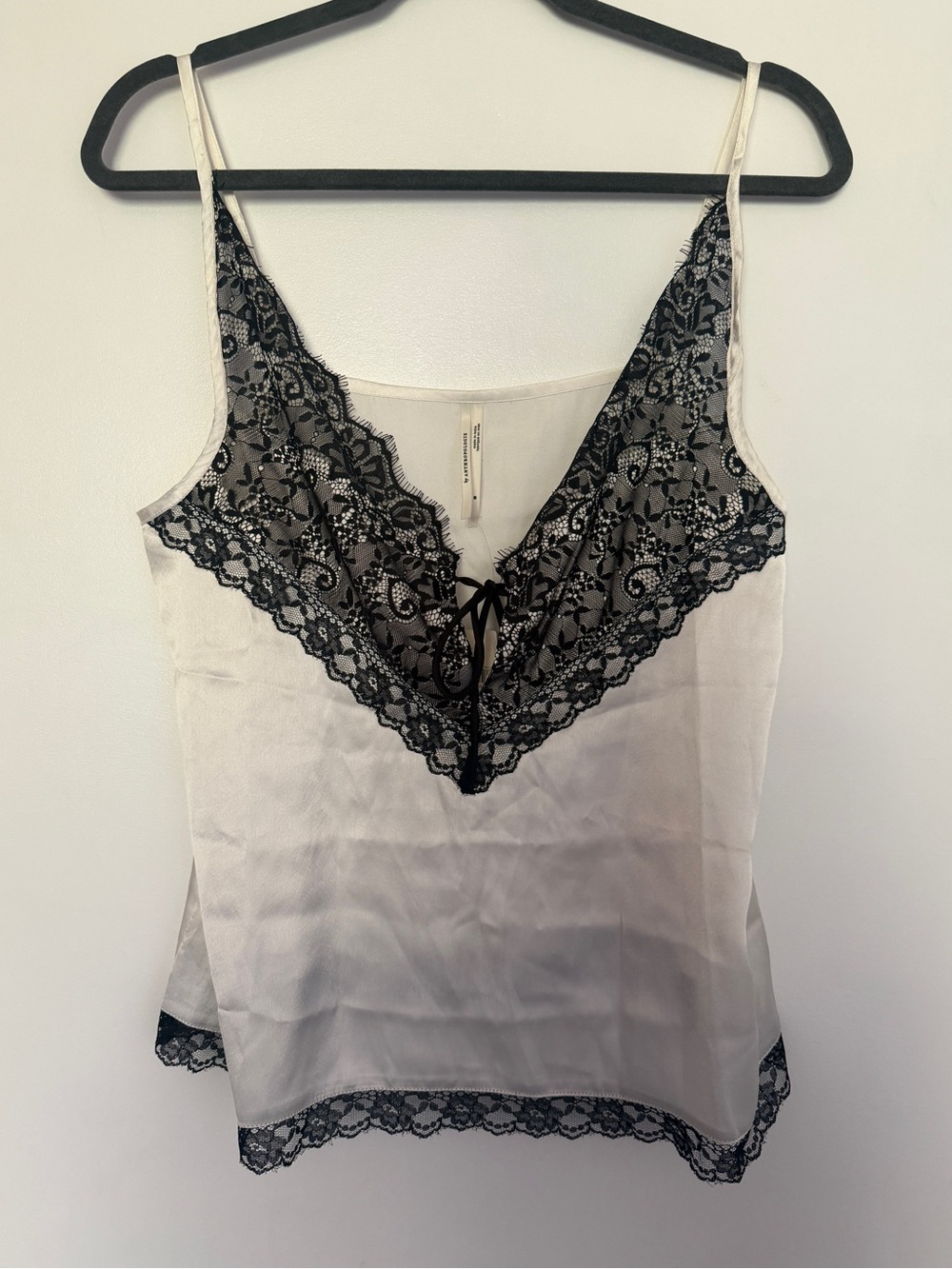Anthropologie Satin Lace Trim Camisole in Ivory and Black